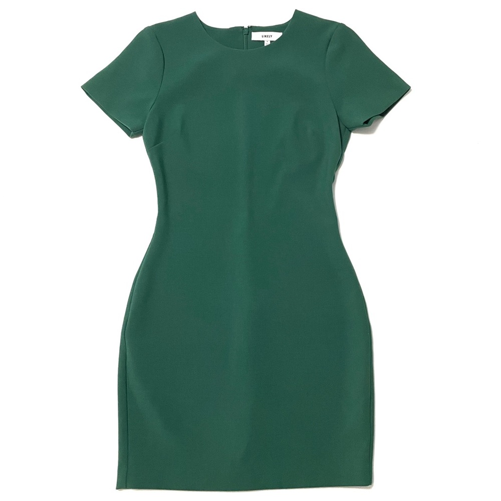 Likely Manhattan Green Short Sleeve Fitted Sheath